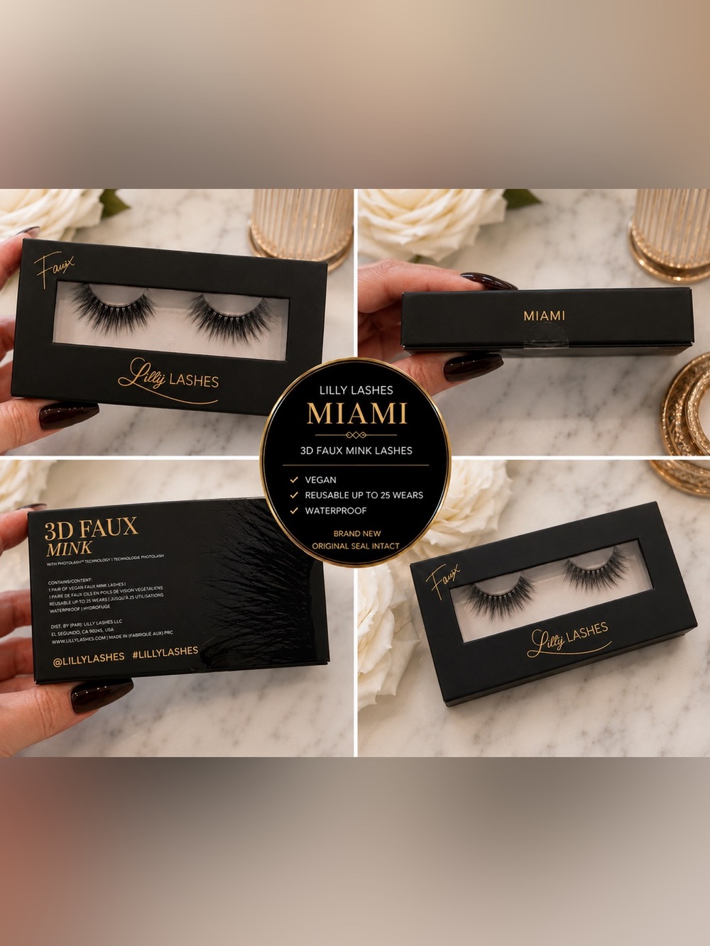 Lilly Lashes Miami 3D Faux Mink Vegan Lashes NWT Sealed✨